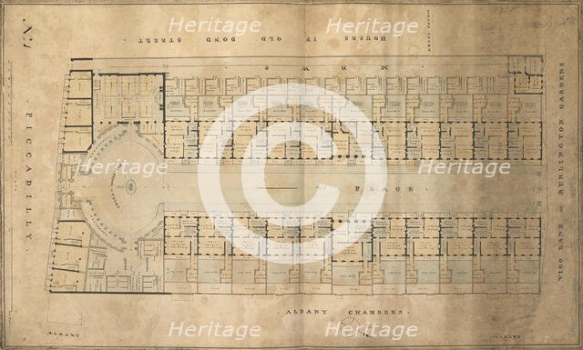 Design for the redevelopment of the Burlington House site, Piccadilly, Westminster, London..., c1811 Creator: Samuel Ware.
