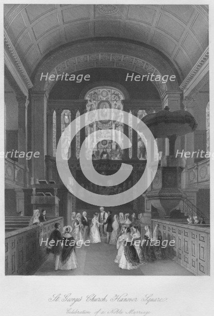 'St. George's Church, Hanover Square. Celebration of a Noble Marriage', c1841. Artist: Henry Melville.
