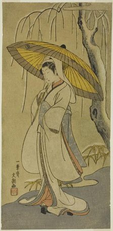 The Actor Segawa Kikunojo II as the Heron Maiden in the play "Cotton Wadding of Izu..., 1770. Creator: Ippitsusai Buncho.