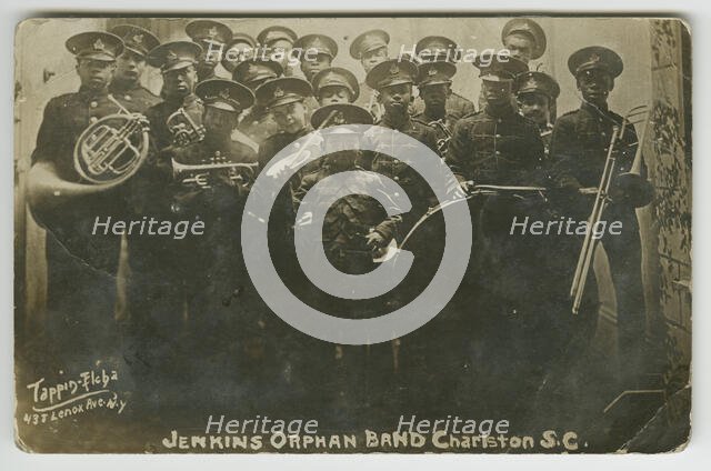 Photograph postcard of the Jenkins Orphanage Band, Charleston, South Carolina, 1914. Creator: Edward Elcha.