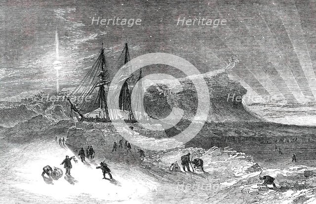 Burford's Panorama of the Polar Regions - The "Investigator" Snow-Walled in for Winter, 1850. Creator: Smyth.