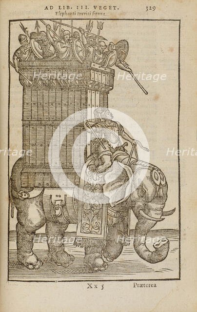 War elephant. From "De re militari" by Vegetius, 1592. Creator: Anonymous.