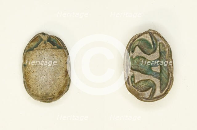 Scarab: Confronted Cobras with Falcon, Egypt, Second Intermediate Period, Dynasty 15... Creator: Unknown.