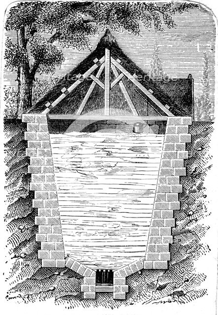 Refrigeration: sectional view of an ice house. Artist: Unknown