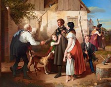 The homecoming of the military man, 1820. Creator: Peter Fendi.