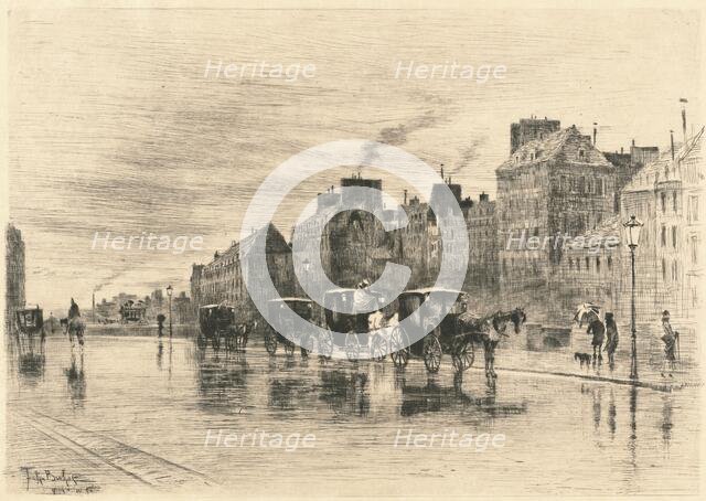 Une Matinée d'Hiver au Quai de l'Hôtel-Dieu (Winter Morning on the Quai de l'Hôtel-Dieu), 1876. Creator: Felix Hilaire Buhot.