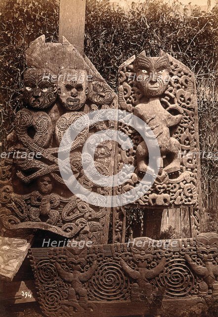 New Zealand: Maori carvings, c1840s. Creator: Unknown.