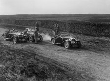 MG Magnette and two MG PAs at the Sunbac Inter-Club Team Trial, 1935. Artist: Bill Brunell.