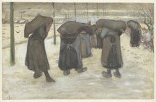 Women Carrying Sacks of Coal in the Snow, 1882. Creator: Gogh; Vincent; van (1853-1890).