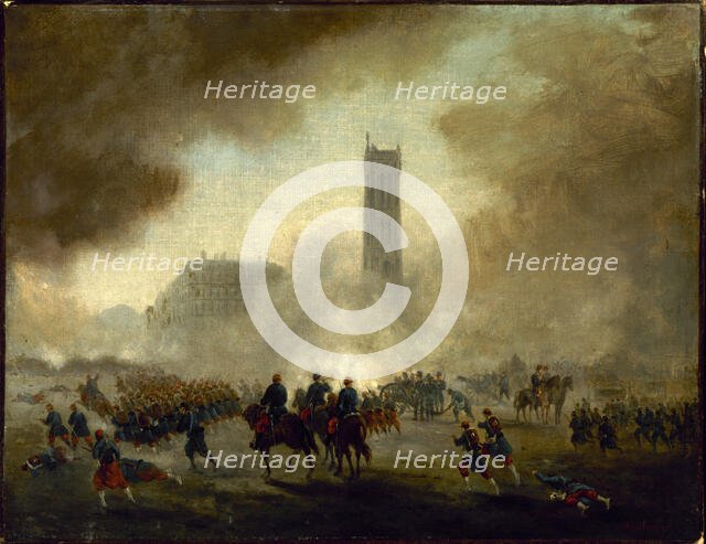 The Saint-Jacques tower, taken over by Versailles troops, c1871. Creator: Gustave Boulanger.