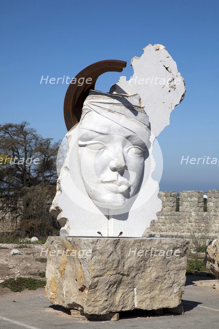 A sculpture at the fortress at Sesimbra, Portugal, 2009. Artist: Samuel Magal