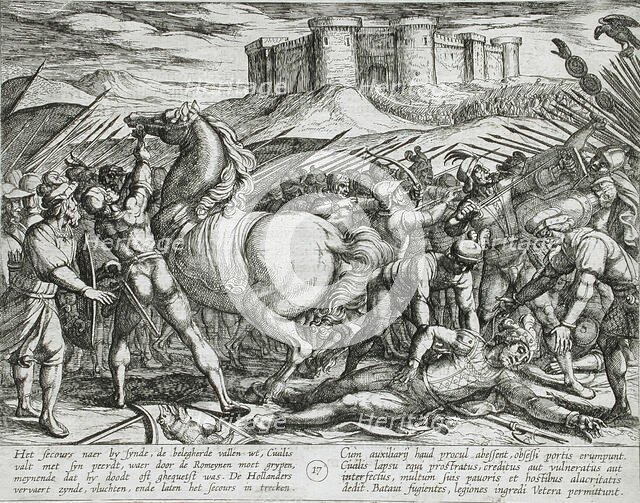 The Romans Misled by Civilis' Horse that He was Dead or Injured, Publshed 1612. Creator: Antonio Tempesta.
