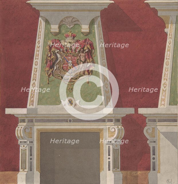 Design for Chimney Piece, Château du Duc de Meternick, Johannisburg, second half 19th century. Creators: Jules-Edmond-Charles Lachaise, Eugène-Pierre Gourdet.