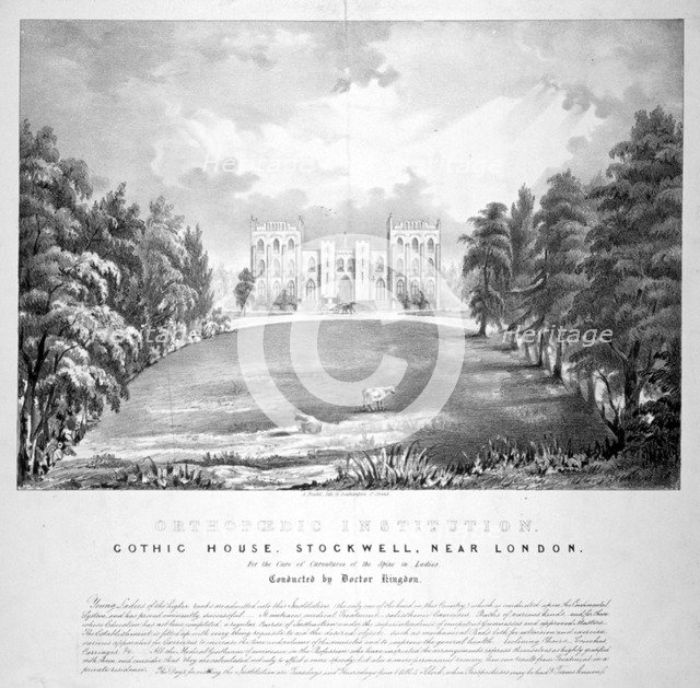 Orthopaedic Institution, Gothic House, Stockwell, Lambeth, London, c1840.                 Artist: A Friedel
