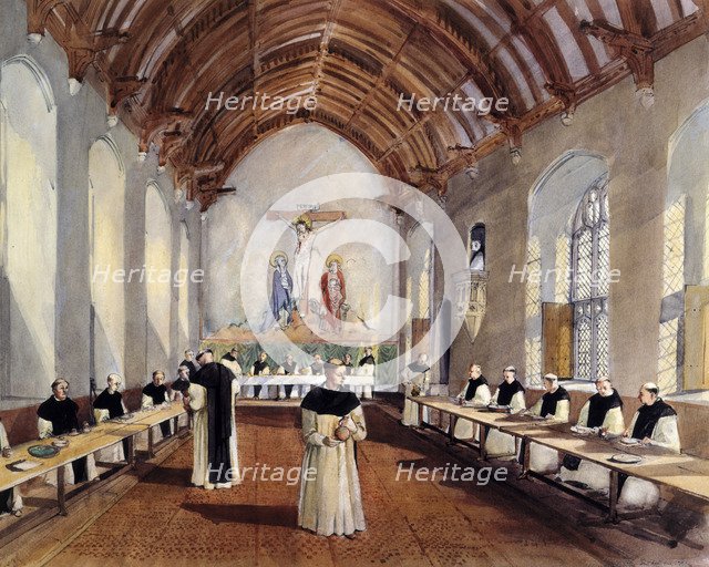 Reconstruuction drawing of the refectory of the Cistercian monastery of Cleeve Abbey, 1991. Artist: Terry Ball