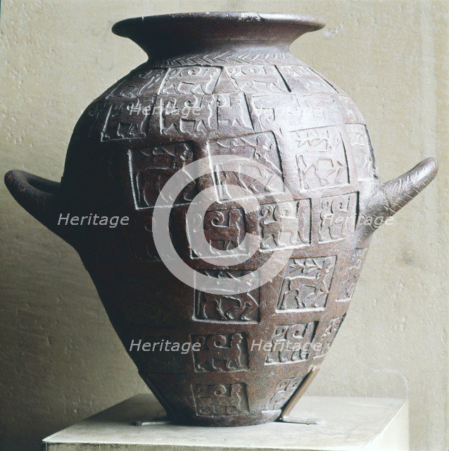 Etruscan Jar stamped with Centaurs and winged lions, 6th century BC. Artist: Unknown.
