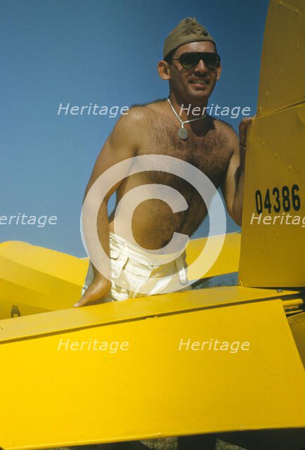 Marine with the training gliders at Page Field, Parris Island, S.C., 1942. Creator: Alfred T Palmer.