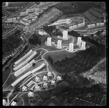 The Gleadless Valley housing estate and tower blocks at Callow Mount, Sheffield, 1965. Creator: Aerofilms.