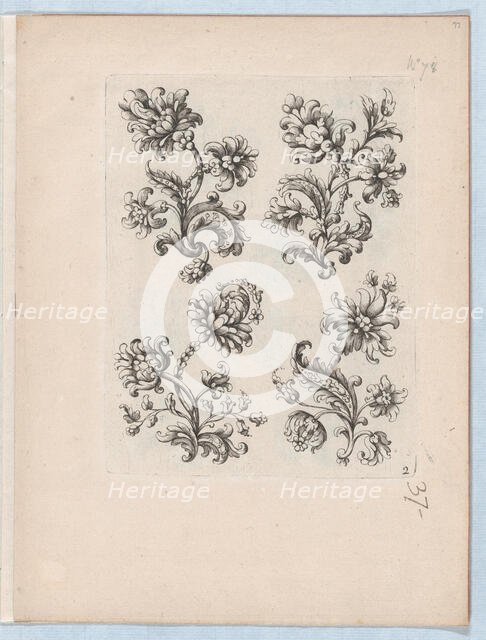 Series of Small Flower Motifs, Plate 2, ca. 1670-85., ca. 1670-85. Creator: Paul Androuet Du Cerceau.