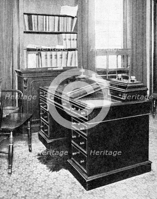 Chair & Desk of Charles Dickens, used at Gadshill, 1923.Artist: Rischgitz Collection