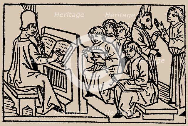 School lessons. From Speculum Vitae Humanae by Rodericus Zamorensis, 1479. Creator: Anonymous.