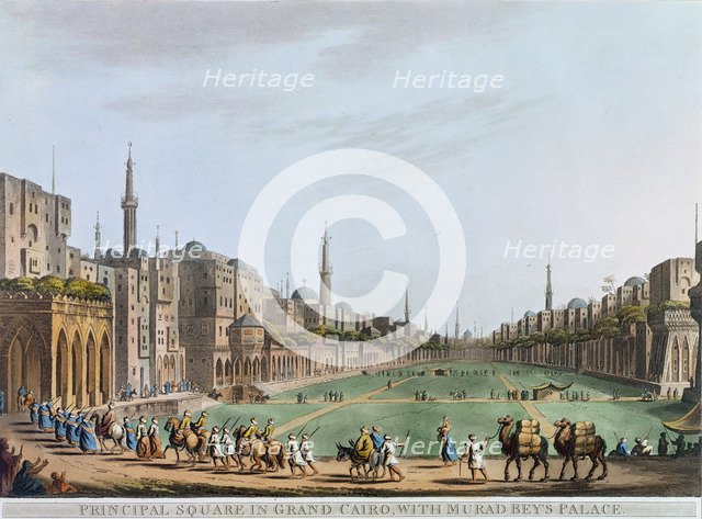'Principal Square in grand Cairo, with Murad Bey's Palace', Egypt, 1802. Artist: Thomas Milton
