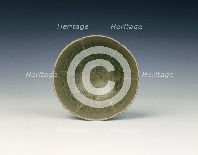 Yaozhou celadon six-lobed bowl, early Jin dynasty, second quarter of 12th century. Artist: Unknown