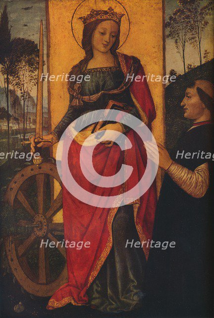 'Saint Catherine of Alexandria with a Donor', c1480. Artist: Bernardino Pinturicchio.