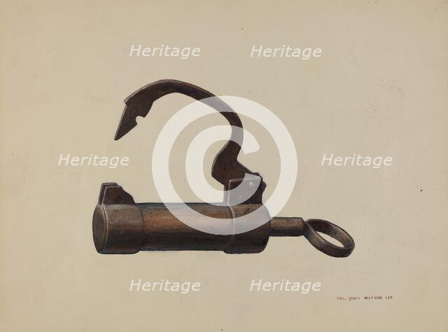 Barrel Lock, c. 1939. Creator: C. Milford Lee.