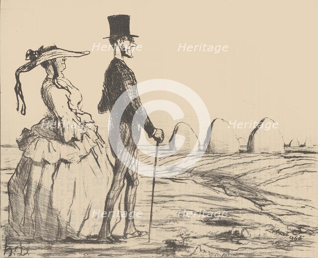 Croquis d'Eté - Parisiens à la Campagne, 1857. Creator: Honore Daumier.