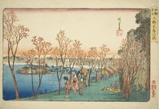 Shinobazu Pond at Ueno (Ueno Shinobazu no ike), from the series "Famous Places in..., c. 1832/34. Creator: Ando Hiroshige.
