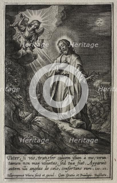 The Passion: Christ on the Mount of Olives. Creator: Hieronymus Wierix (Flemish, 1553-1619).