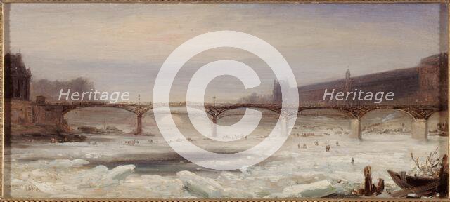 The Seine and Pont des Arts, in January 1848. Creator: Jean Jacques Champin.