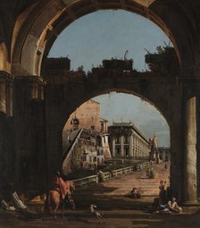 Capriccio with the Capitoline Hill, 1740s. Creator: Bellotto, Bernardo (1720-1780).