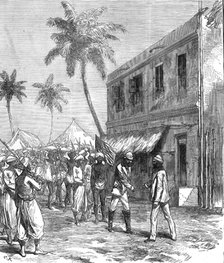 The finding of Dr. Livingstone: return of Mr. Stanley to Bagamoyo, from a sketch by Lt. Henn, 1872. Creator: C. R..