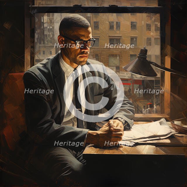 AI IMAGE - Portrait of Malcolm X, 1960s, (2023). Creator: Heritage Images.