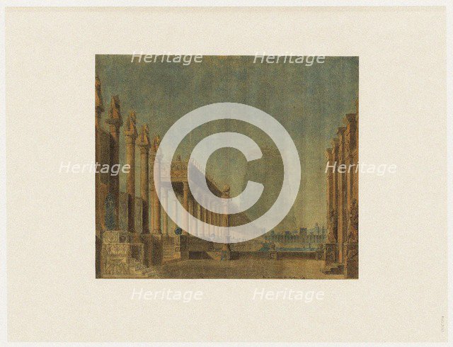 Set design for opera Les Mystères d'Isis by Wolfgang Amadeus Mozart.