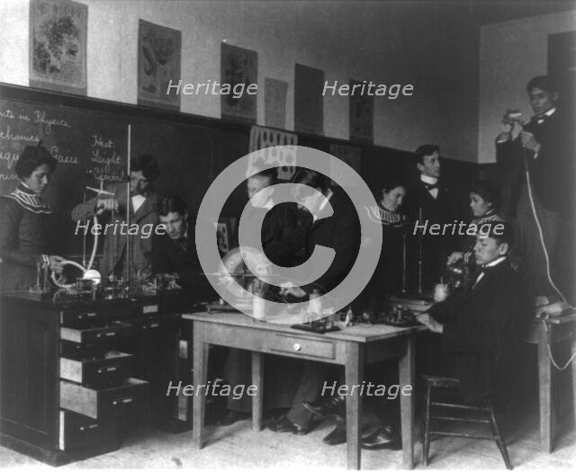 Carlisle Indian School, Carlisle, Pa. Experiments in physics class, 1901. Creator: Frances Benjamin Johnston.