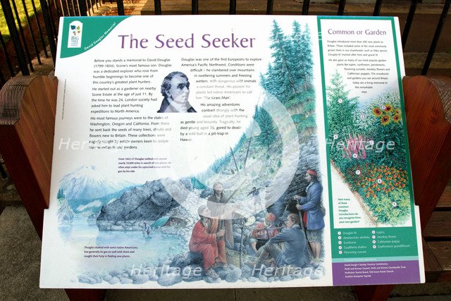 Information board, David Douglas Memorial, Scone, Perth and Kinross, Scotland.