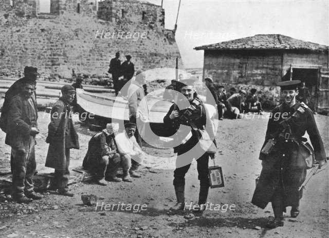 'Landing party of marines during the early part of operations against the Dardanelles', 1915. Artist: Unknown.