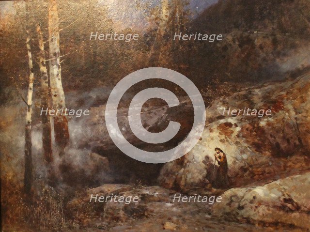 Set design for opera Tannhäuser by Richard Wagner. Tannhäuser returns from his pilgrimage to Rome, 1