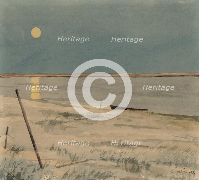 Night Landscape, 1928. Creator: Nikolaj Dmitrievic Travin.