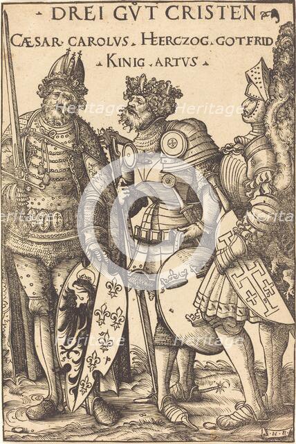 Charlemagne, Arthur and Godfrey, 1516. Creator: Hans Burgkmair, the Elder.