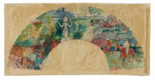 Design for a Fan Featuring a Landscape and a Statue of the Goddess Hina, 1900/03. Creator: Paul Gauguin.