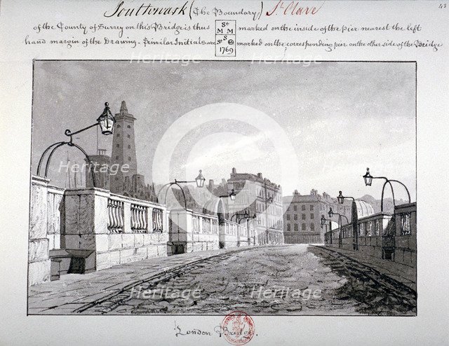 London Bridge, Southwark, London, 1827. Artist: John Chessell Buckler