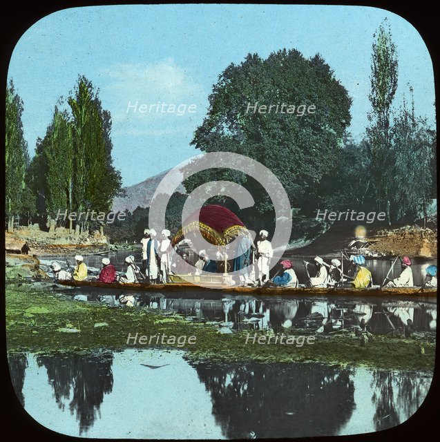 State barge on the Apple Tree Canal, India, late 19th or early 20th century. Artist: Unknown