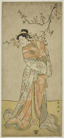 The Actor Ichikawa Ebizo (Danjuro V) as the Lady-in-Waiting Iwafuji in the Play Gozen..., c. 1793. Creator: Katsukawa Shun'ei.