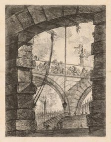 The Prisons: A Lofty Arch with a Frieze, 1745-1750. Creator: Giovanni Battista Piranesi (Italian, 1720-1778).