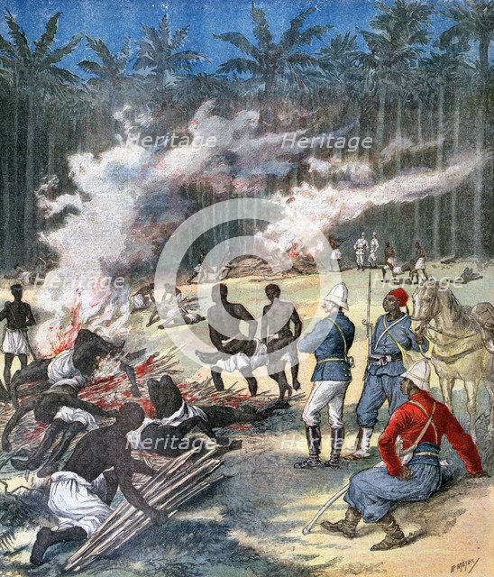 Cremation of the Dahomey corpses, Africa, 1892. Artist: Henri Meyer
