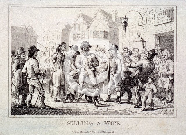 A wife being sold at Smithfield Market, London, 1816. Artist: Anon